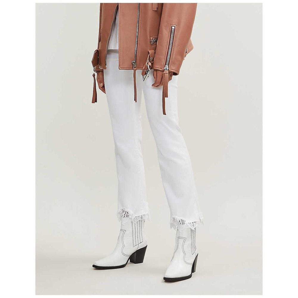 J BRAND Selena Cropped Boot Jeans in Avalon Size 28 White Denim Lace Trimmed